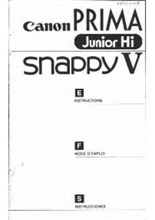 Canon Snappy V manual. Camera Instructions.